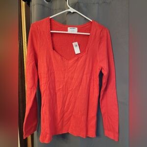 Old Navy Women's Vibrant Coral Long Sleeve Tee